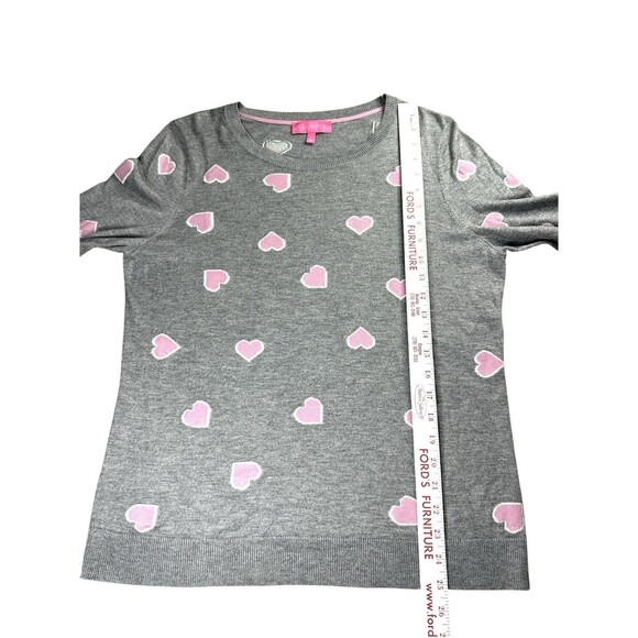 Wear Hearts Give Hope Talbots Breast Cancer Collection Gray Pink Heart Sweater L - Picture 5 of 10
